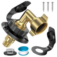 YAKADE RV water inlet with brass elbow connection for reliable city water fill