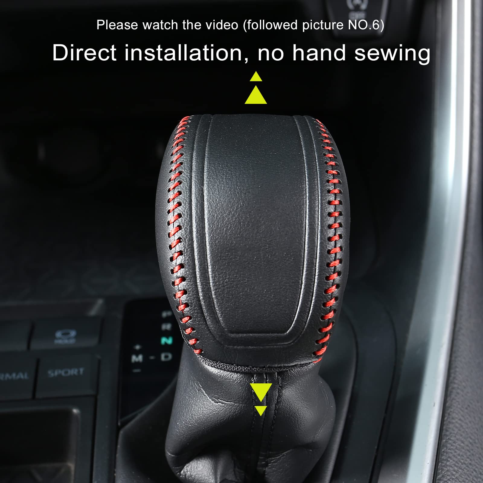 YAKANEY gear shift knob cover red fitment on Highlander interior