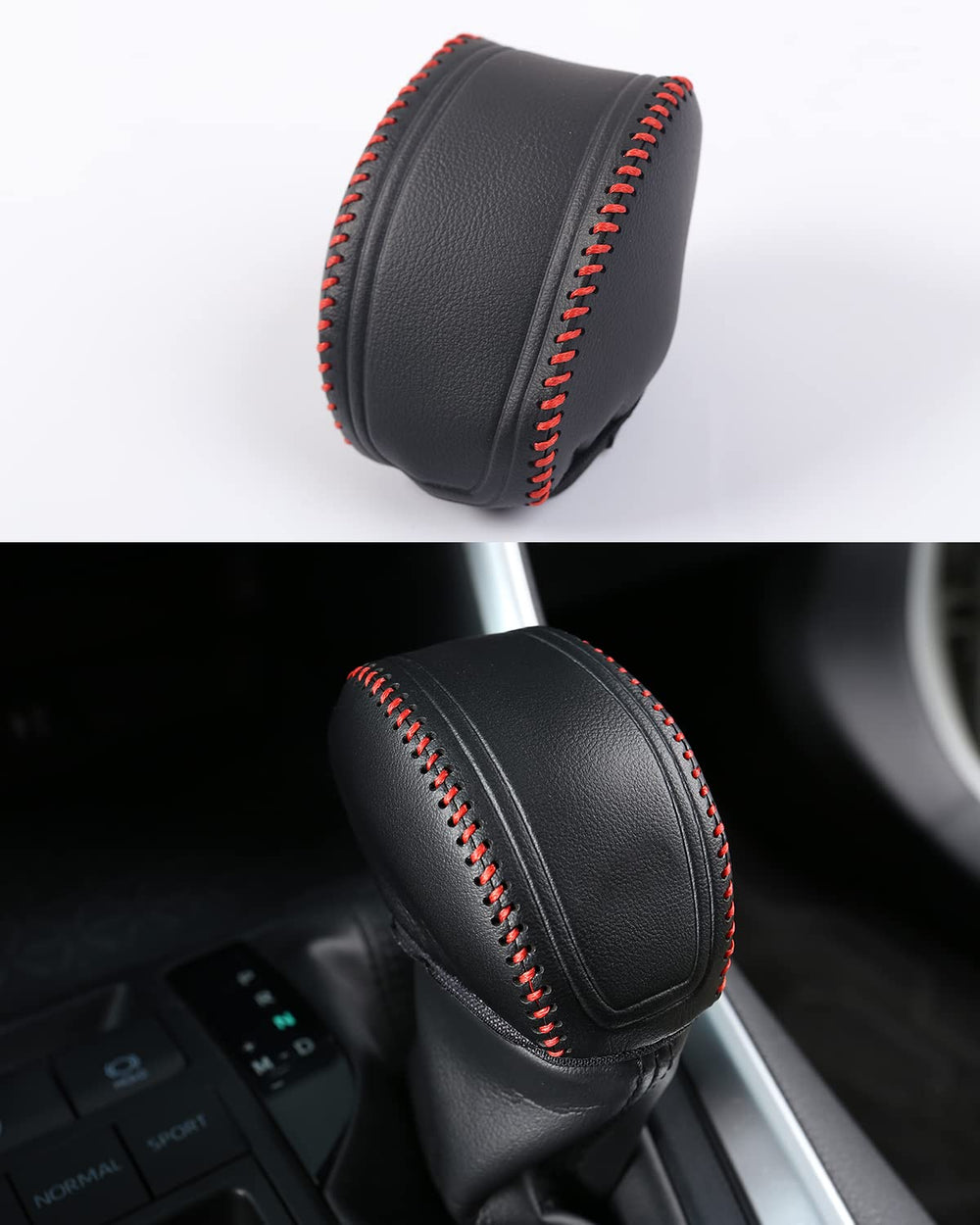 YAKANEY gear shift knob cover red for RAV4 demonstrating proper fitment