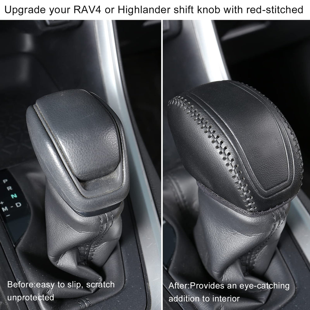 YAKANEY leather gear shift cover providing interior protection for RAV4
