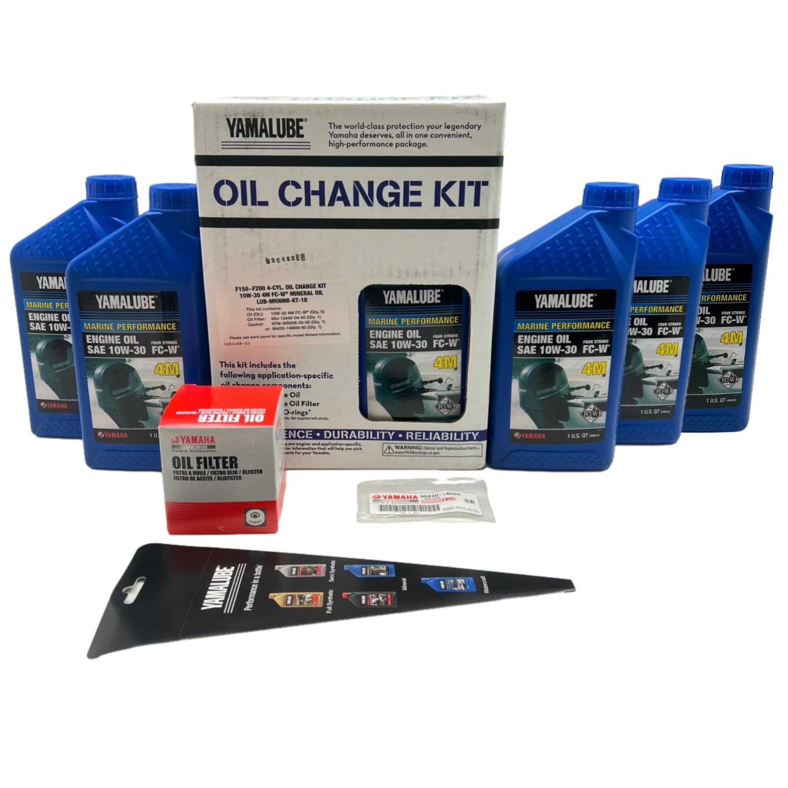 Yamaha Yamalube oil change kit labeling helps identify OEM components.