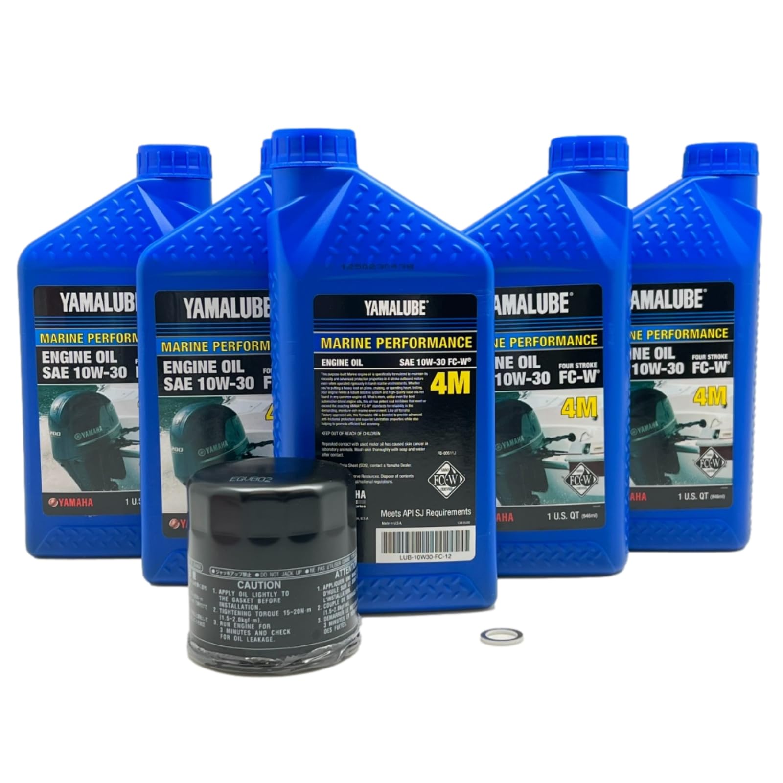 Yamaha Yamalube 10W-30 oil bottle in kit supports reliable lubrication.