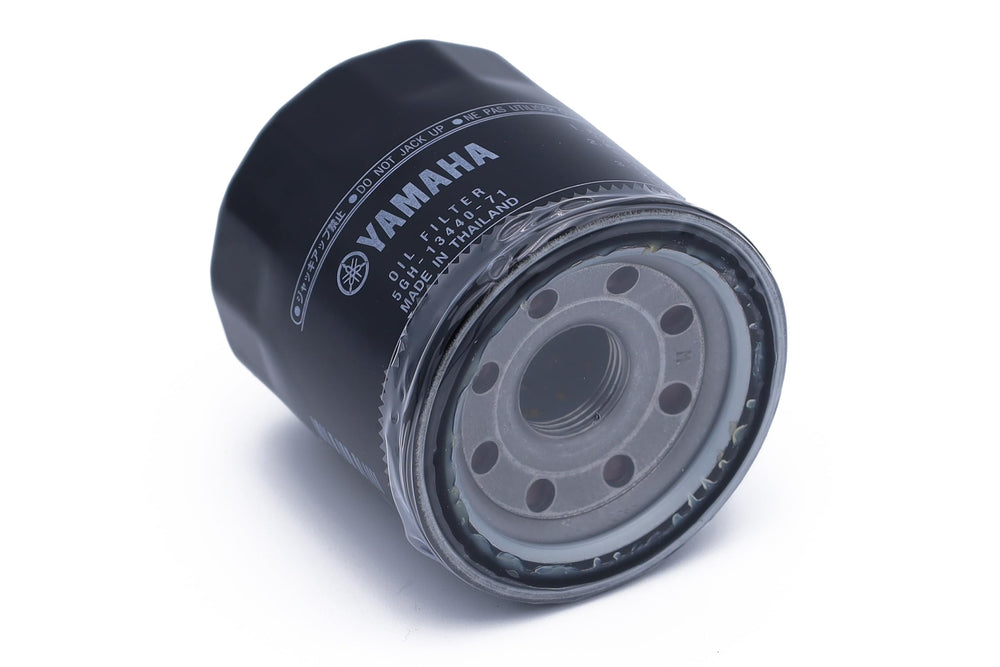 Yamaha oil filter mounted on engine showcasing reliable performance potential.