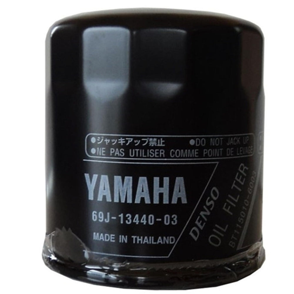 Yamaha oil filter packaging highlights authentic Yamaha parts