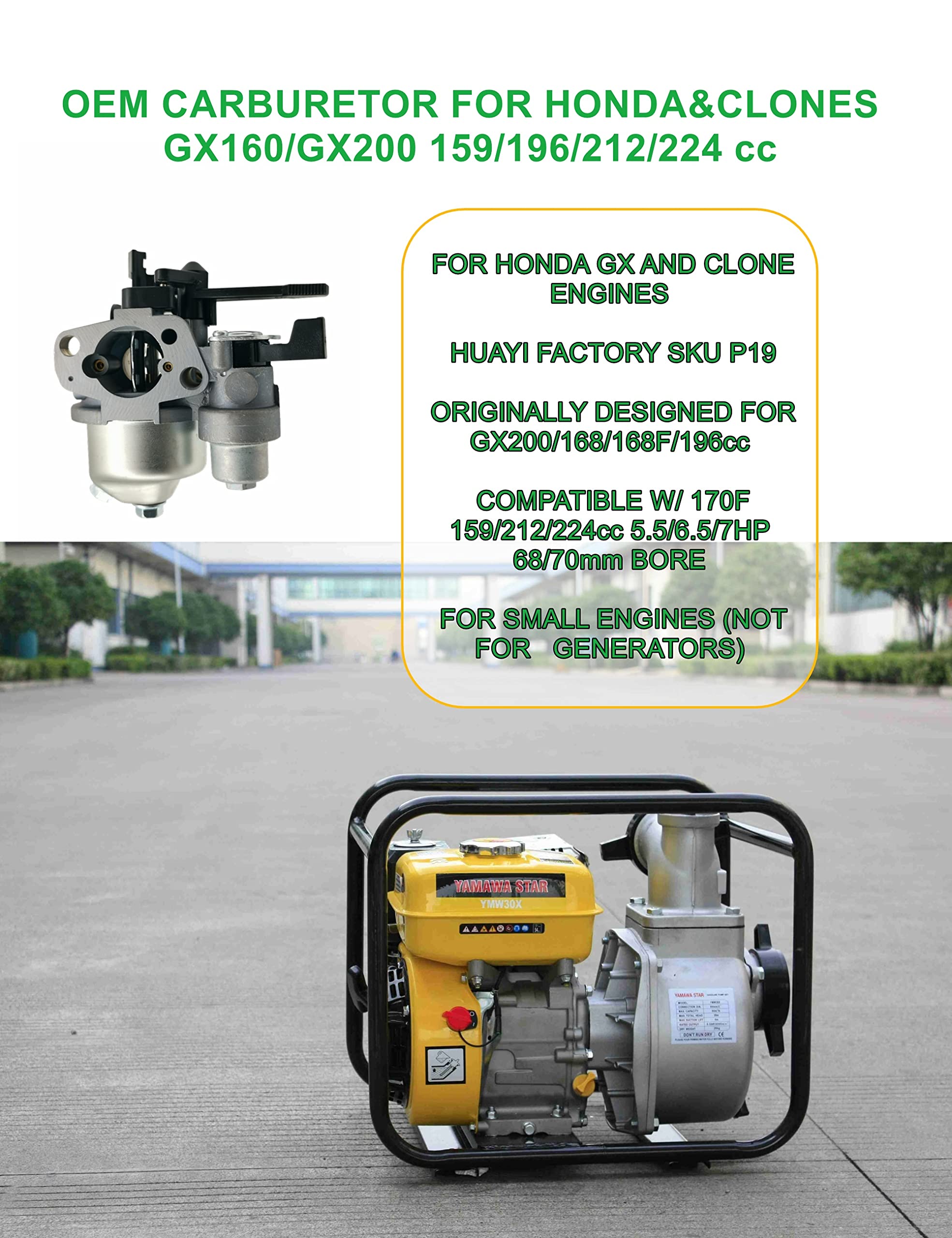YAMAKATO Huayi P19 with fuel line hose and protective pipe for secure fuel delivery.