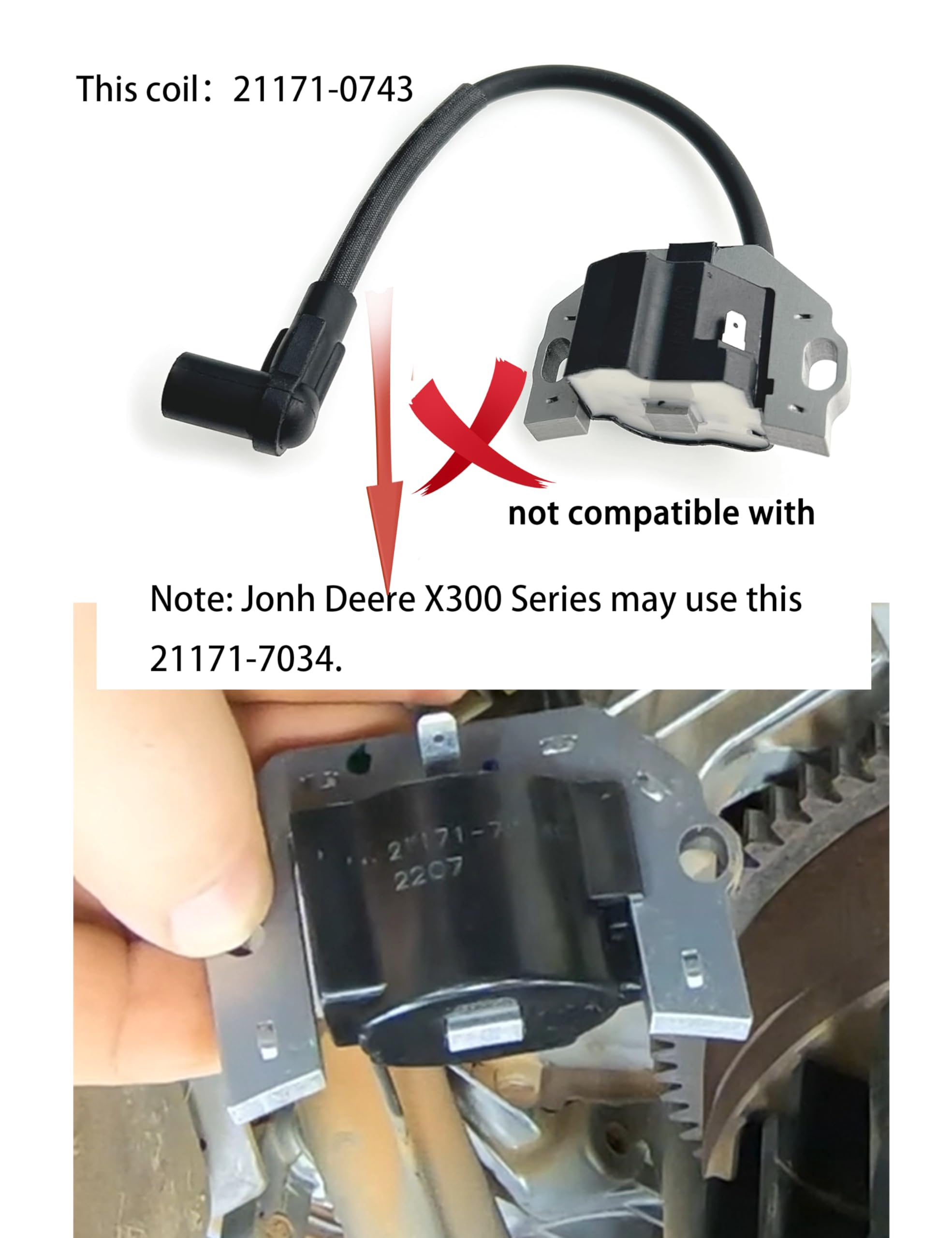 YAMAKATO ignition coil for John Deere X300 maintains steady spark under load.