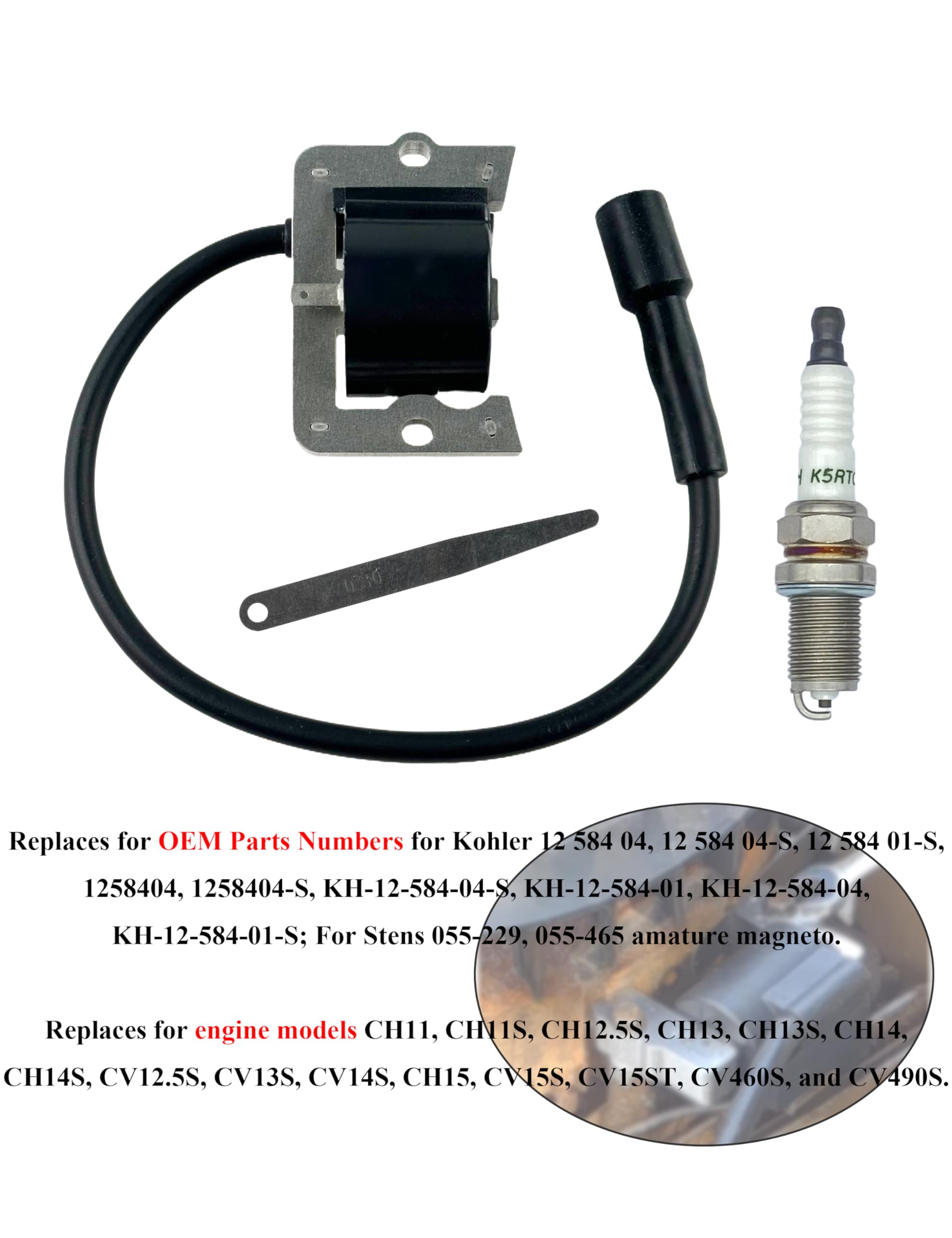 YAMAKATO ignition coil package includes spark plug and gauge