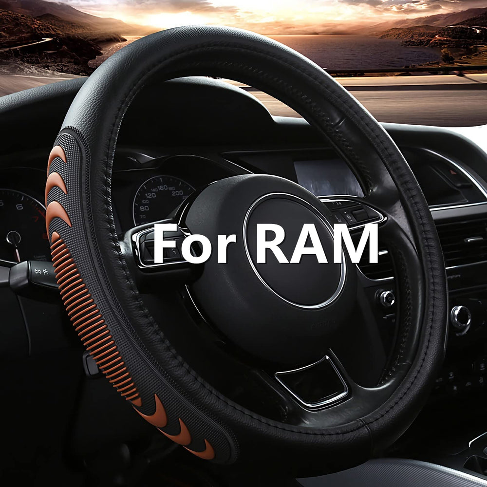 Yangday leather steering wheel cover close-up shows premium grain and comfortable grip.