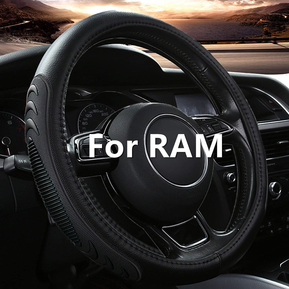 Yangday leather steering wheel cover for Dodge Ram 1500-16 inch offers a snug, secure grip.