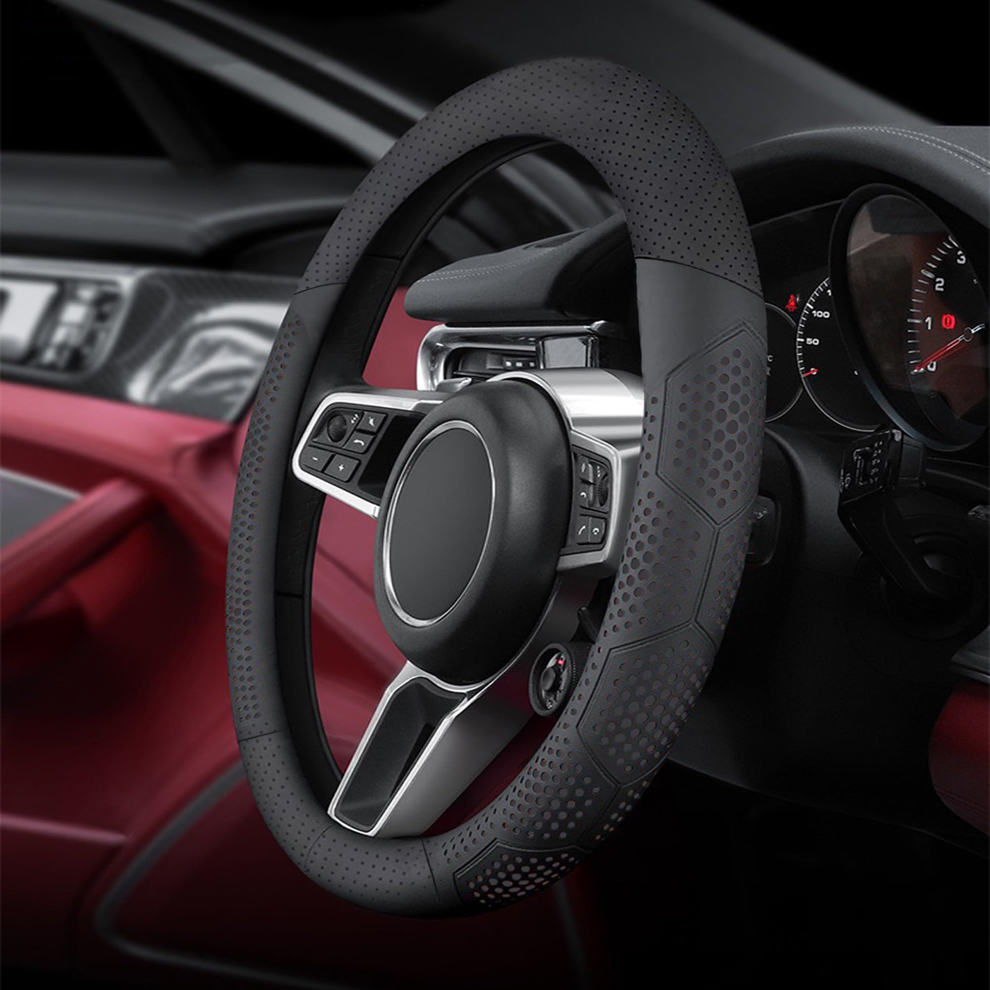 Yangday non-slip breathable leather cover, keeps hands comfortable during drives.