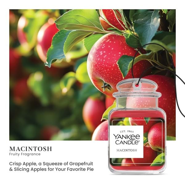 Yankee Candle Car Jar Ultimate Macintosh indicator shrinks below the label signaling replacement.