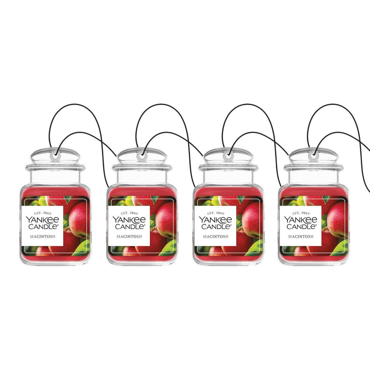 Yankee Candle Car Jar Ultimate Macintosh four-pack ready to freshen your car’s interior.