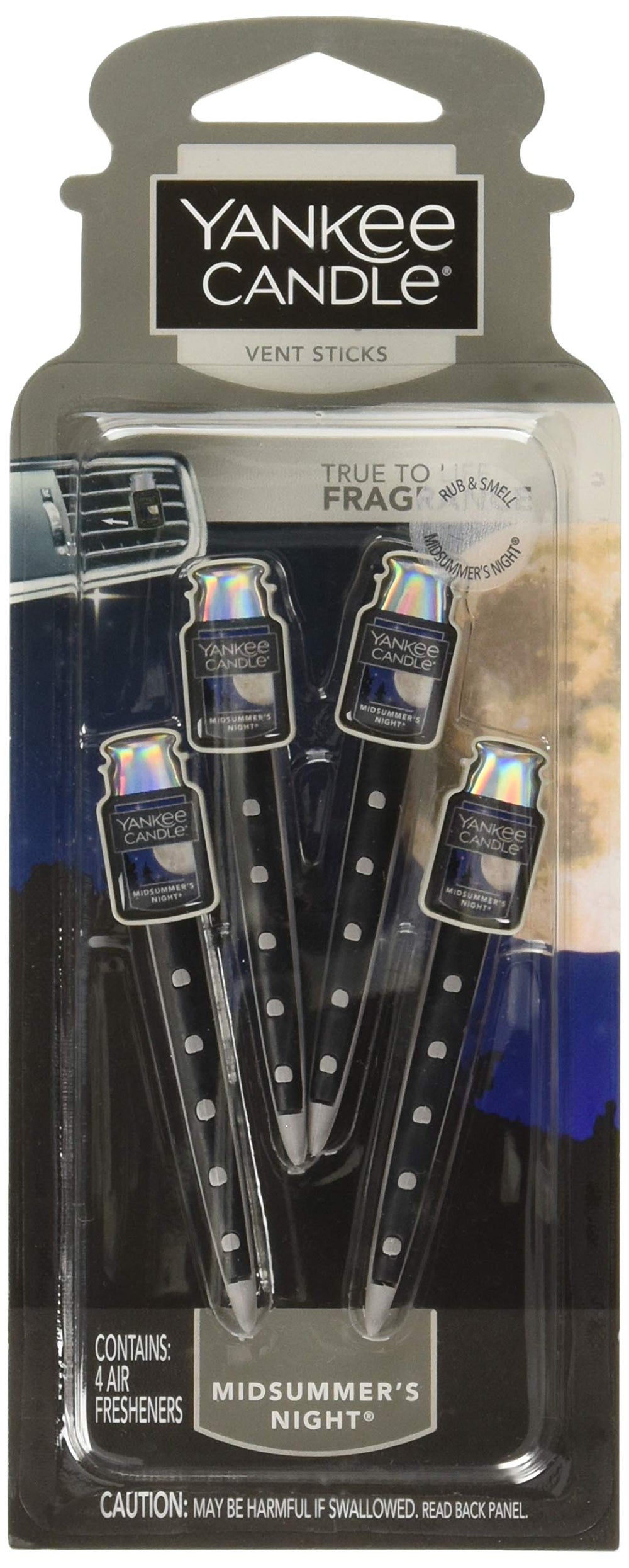 Yankee Candle Midsummers Night vent stick close-up for car fragrance and freshness