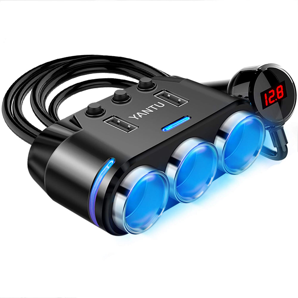 YANTU 3-socket cigarette lighter adapter powers GPS and dash cam simultaneously.