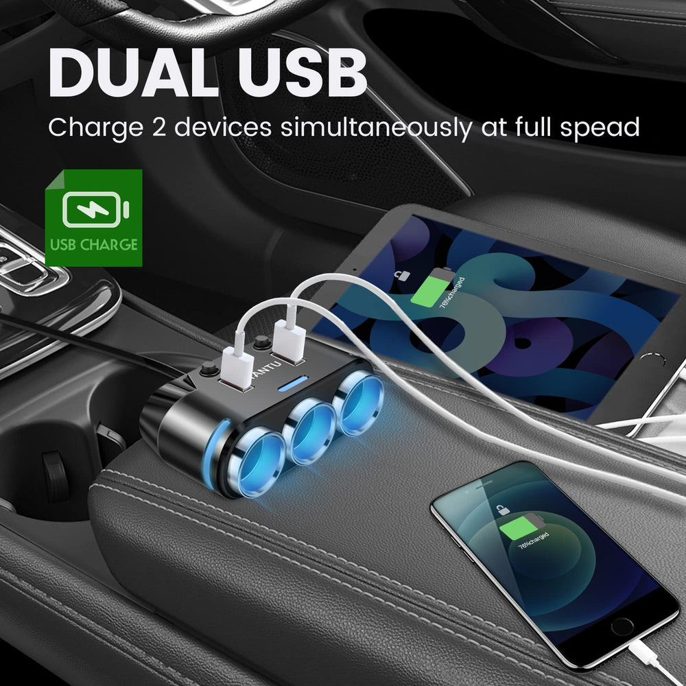 YANTU dual USB ports deliver fast charging for two devices.