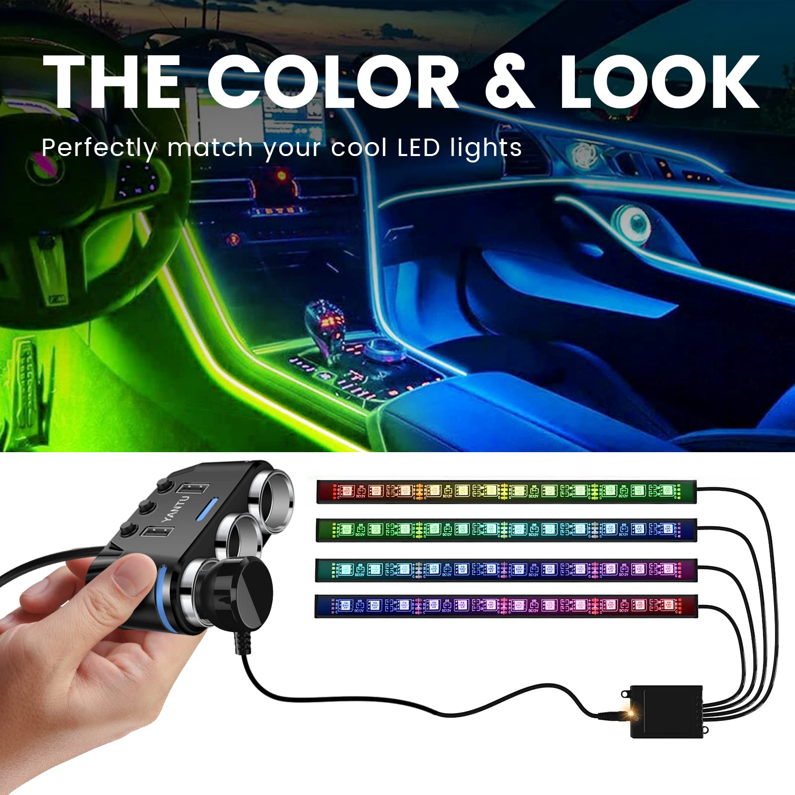 YANTU extended 2.3 ft cable reaches the backseat easily.