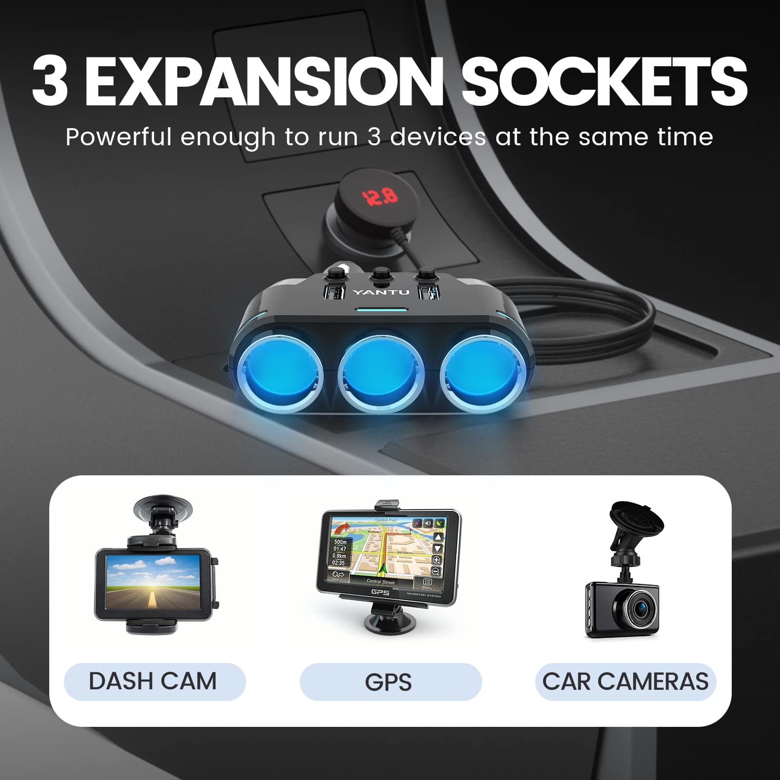 YANTU LED ambient lighting enhances cabin mood while charging.