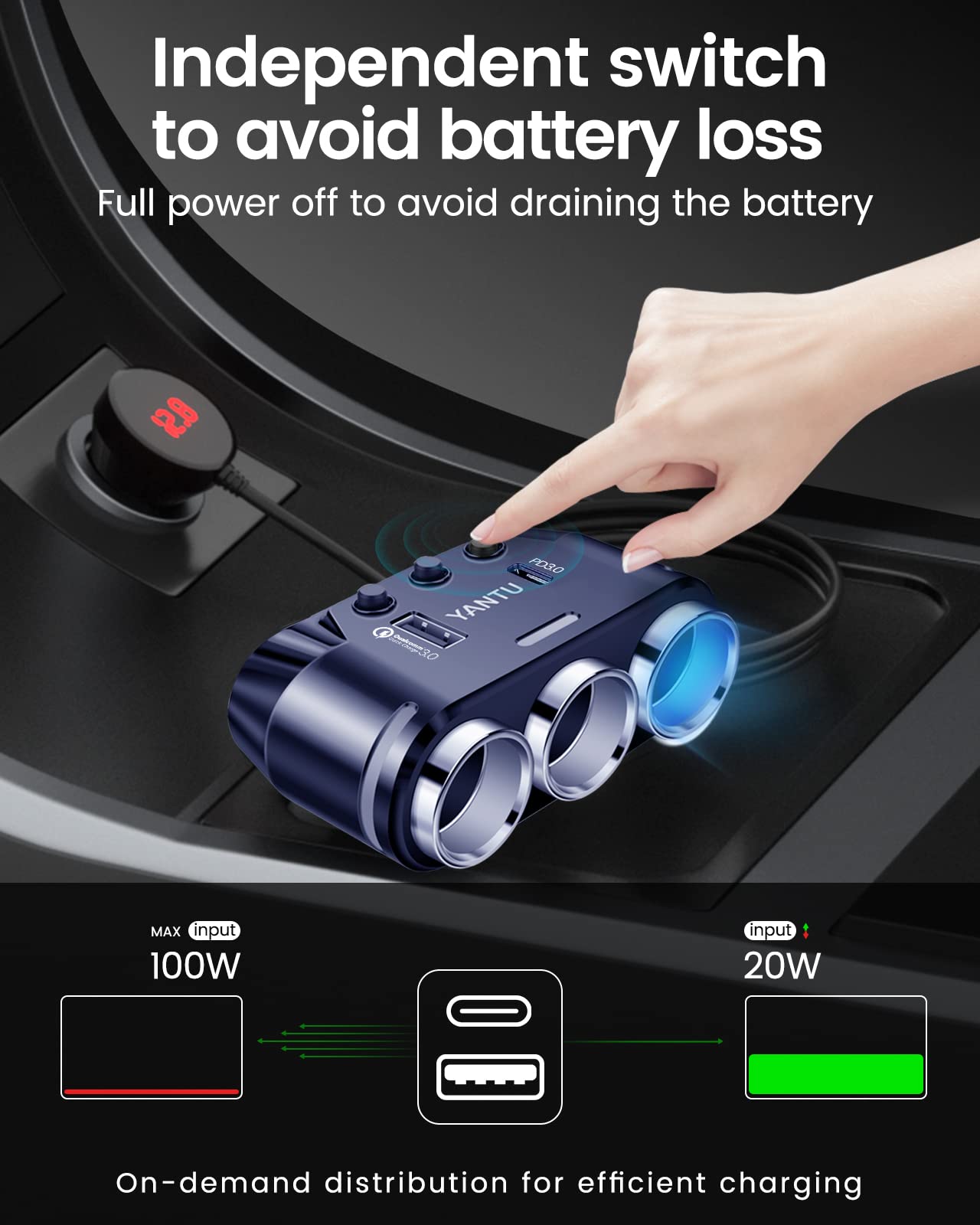 YANTU compact dashboard-friendly design fits neatly in the car