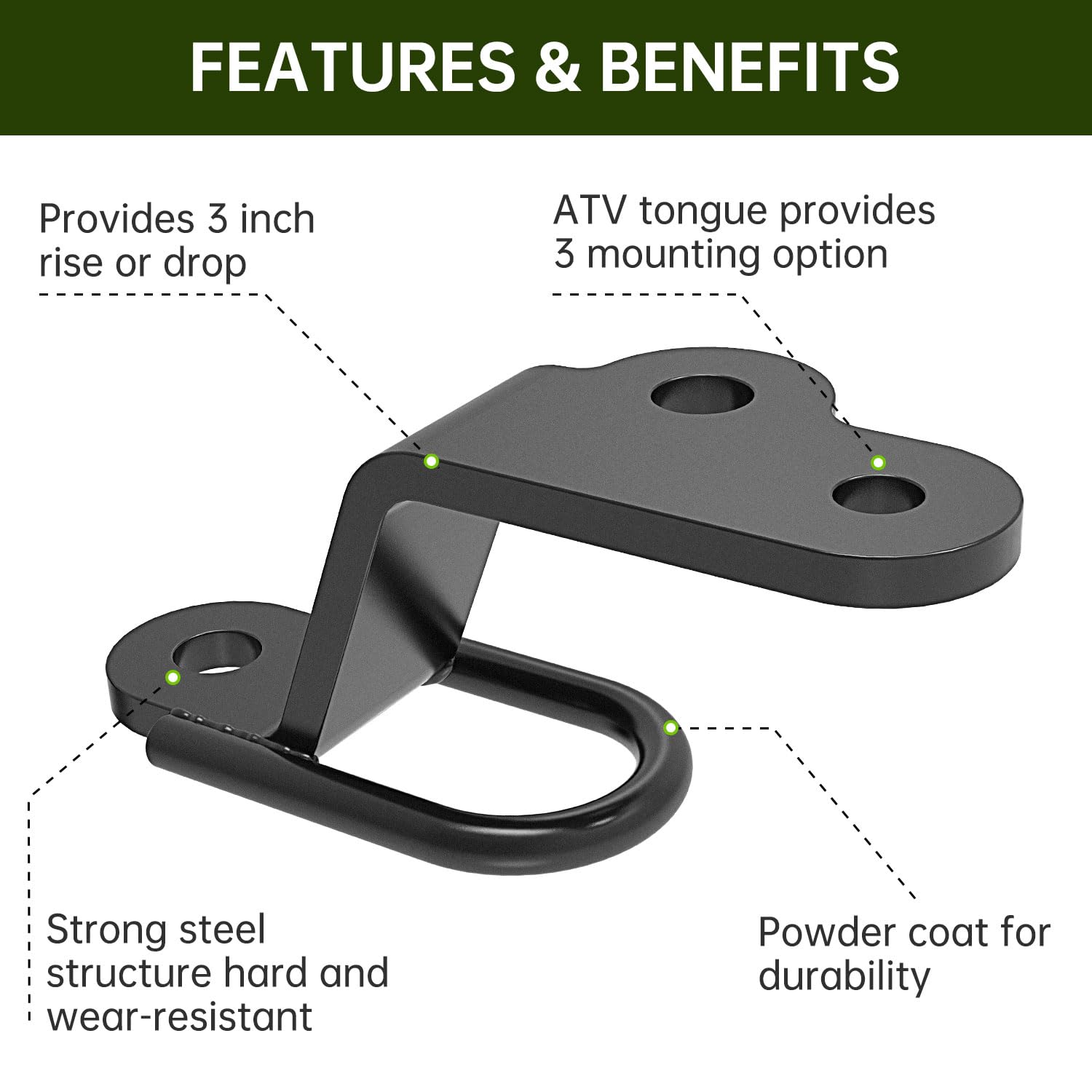 Yantuo heavy-duty steel hitch with black powder coating resists rust.