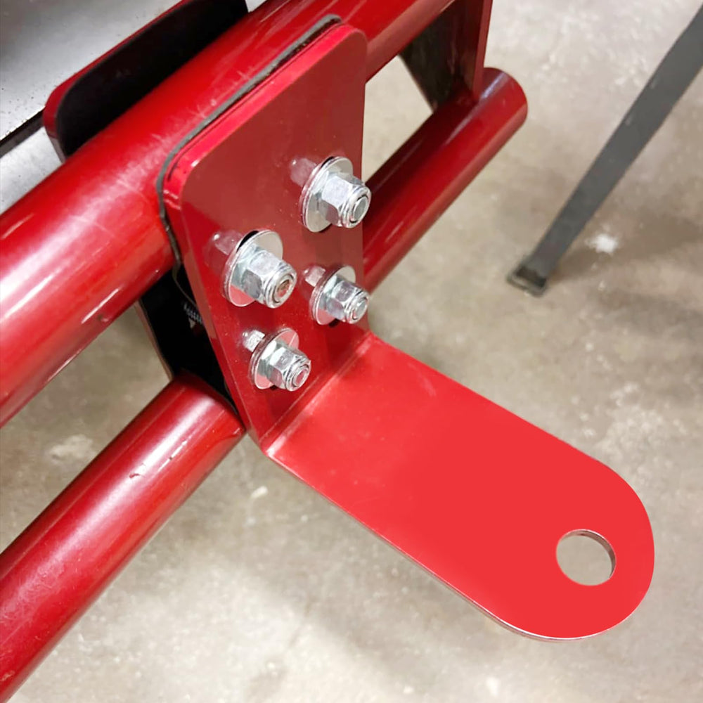 Yantuo hitch ready to install on a mower in use.