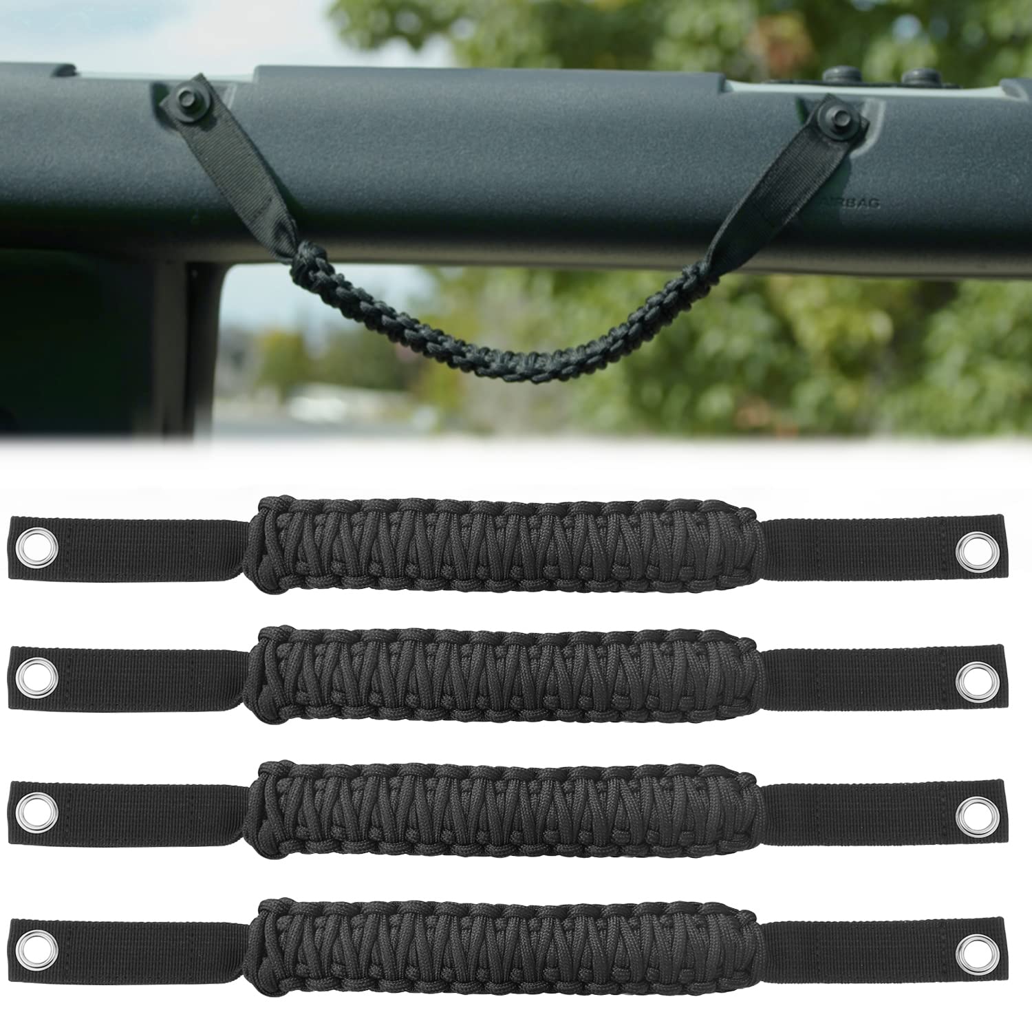 YANWEN grab handles on Ford Bronco roll-bar attachment provide secure grip for easier entry.