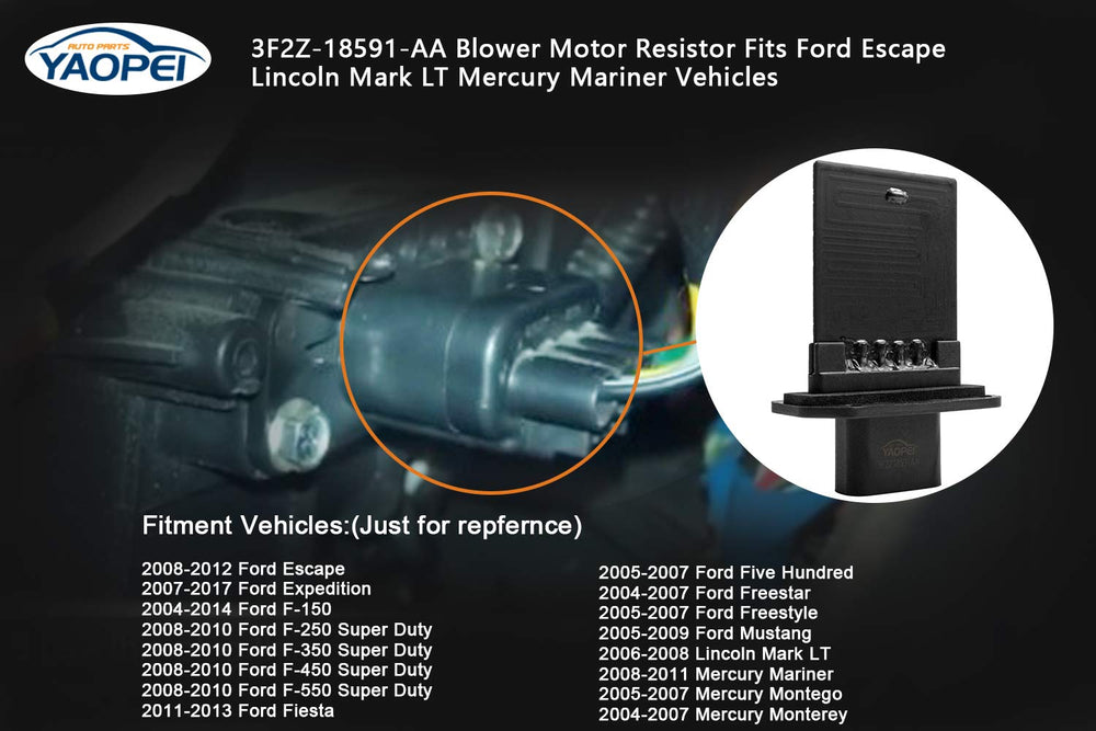 YAOPEI resistor for Ford Expedition rear assembly enhances airflow consistency.