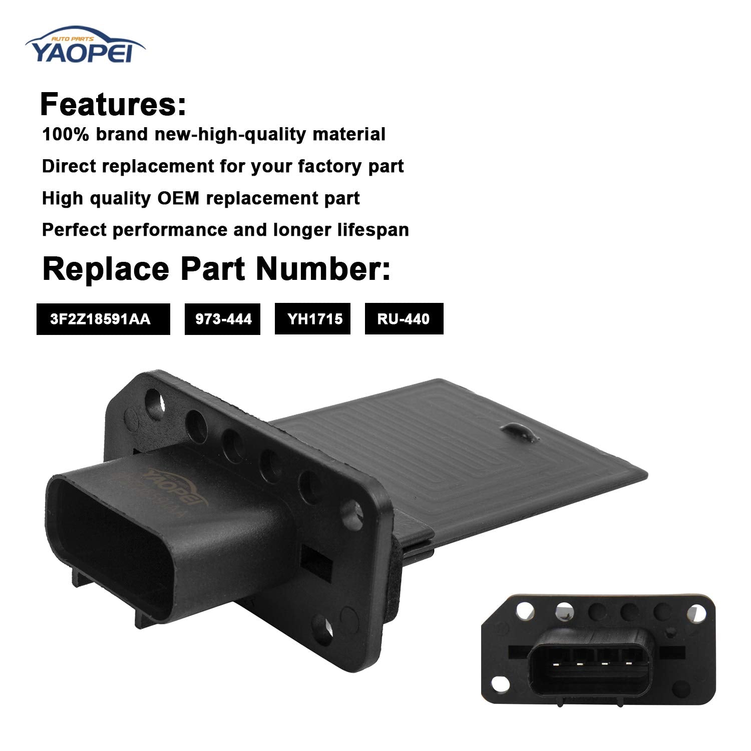 YAOPEI blower resistor for Mustang side clip boosts heater performance.