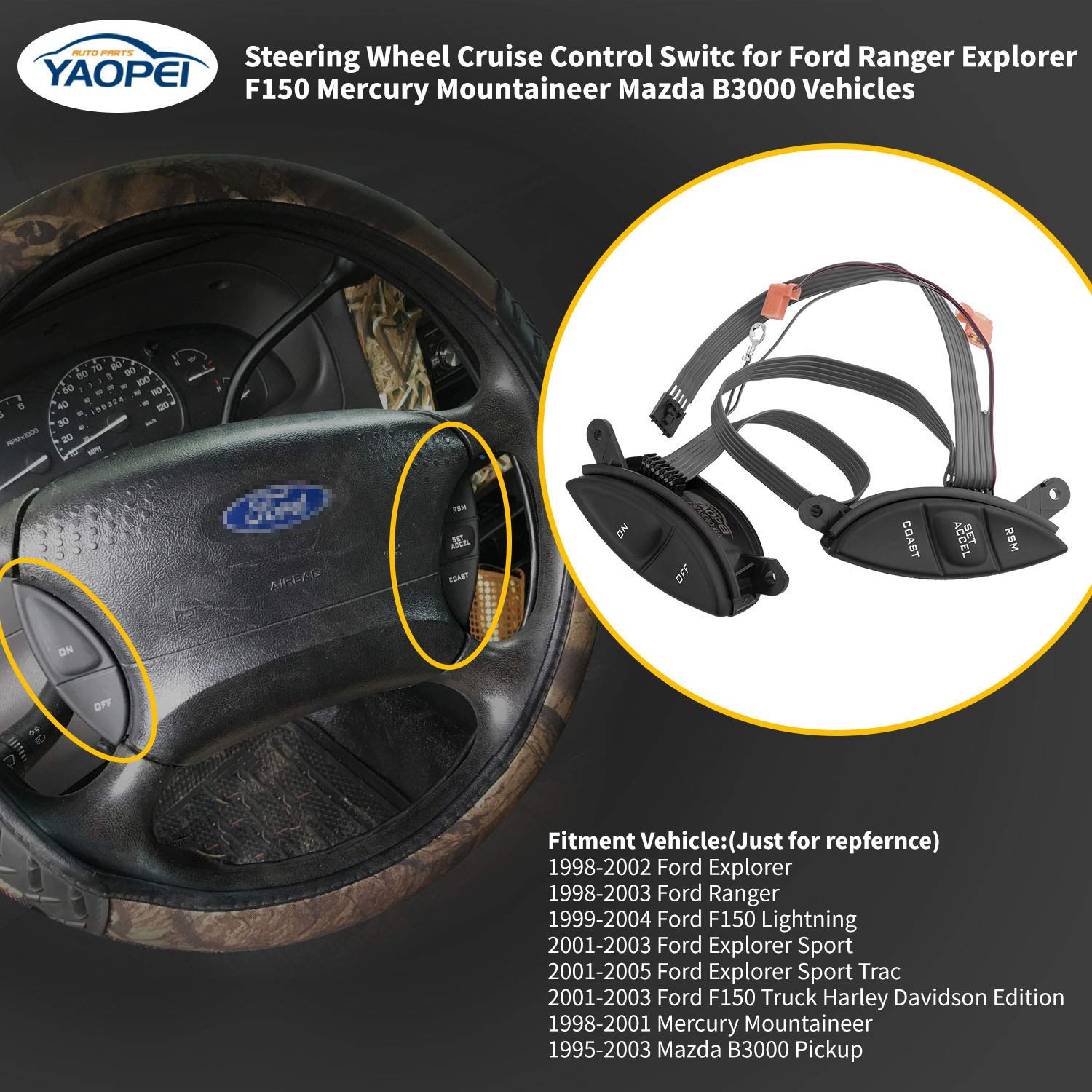 Left-side YAOPEI steering wheel cruise switch for quick speed control