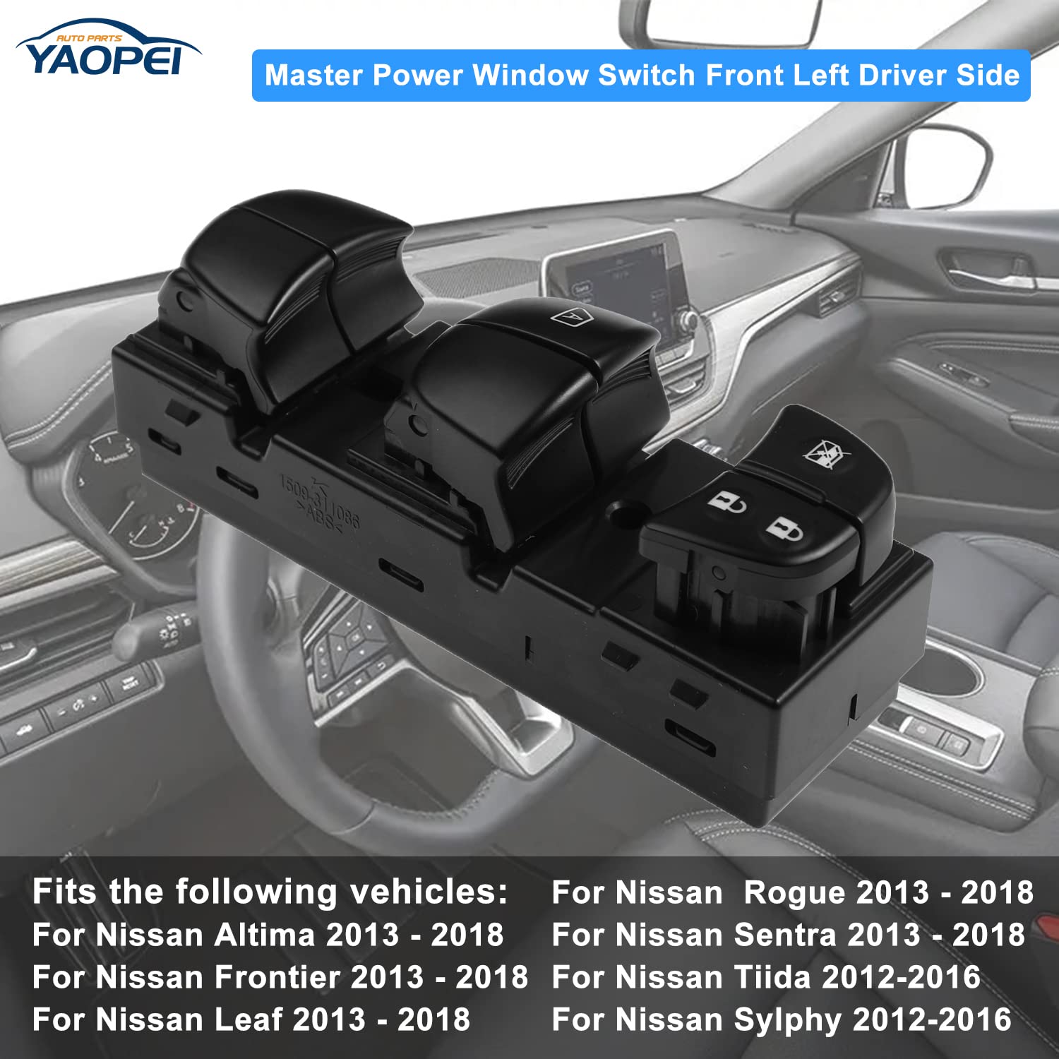 YAOPEI left driver switch assembly with connector detail for easy replacement.