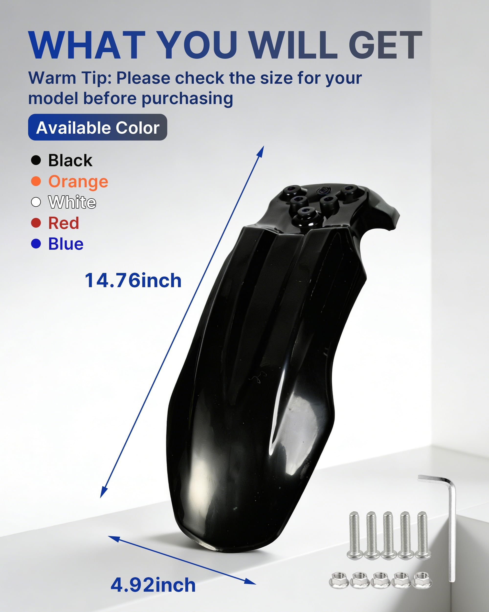 YAORISE front fender blue option guards components from rocks during rides.