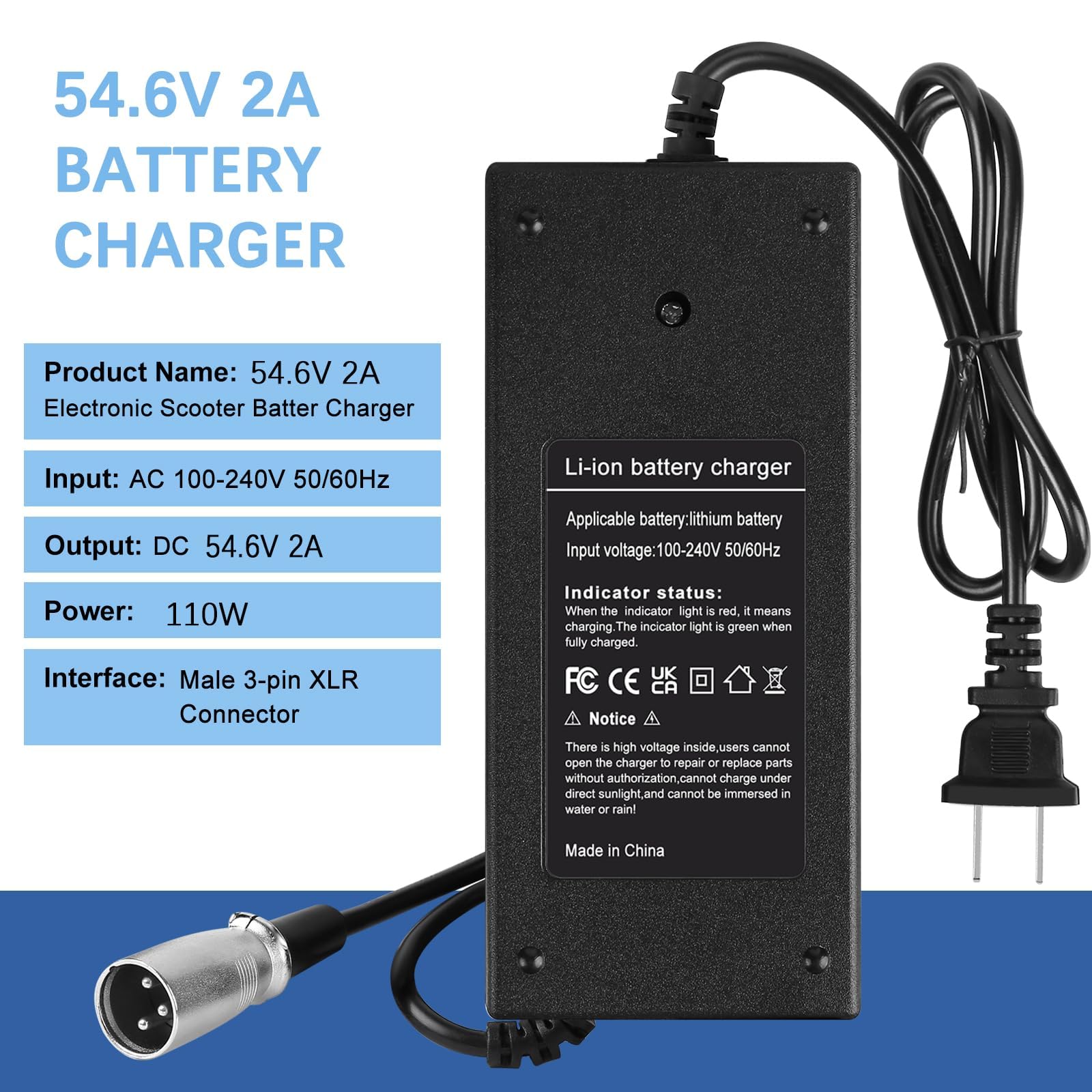 YAREMYEYE 54.6V charger in use for efficient overnight charging