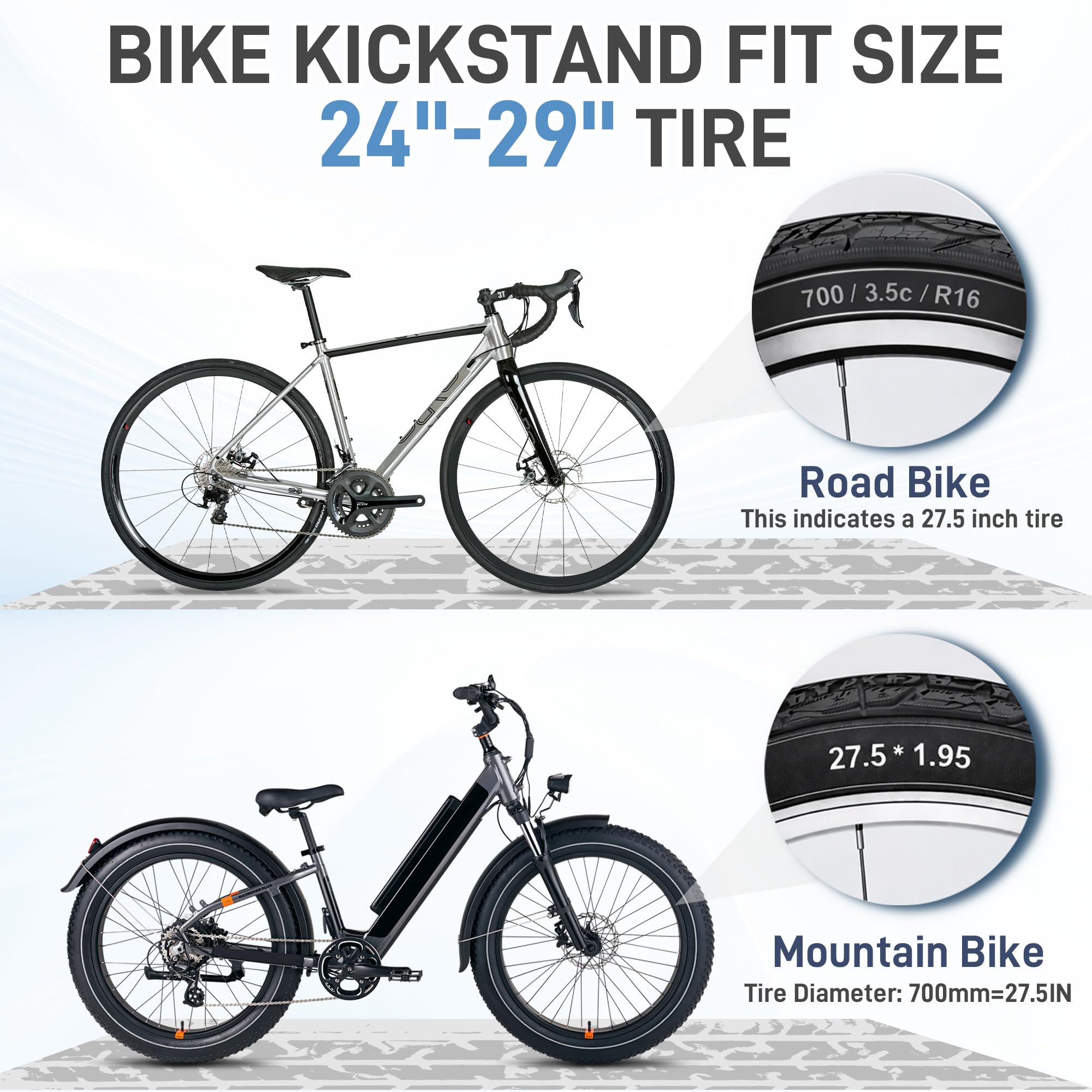 YarYebe bike kickstand silicone pads protect frame while parking.