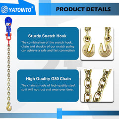 YATOINTO 3inch snatch block with pulley protects rope during heavy towing