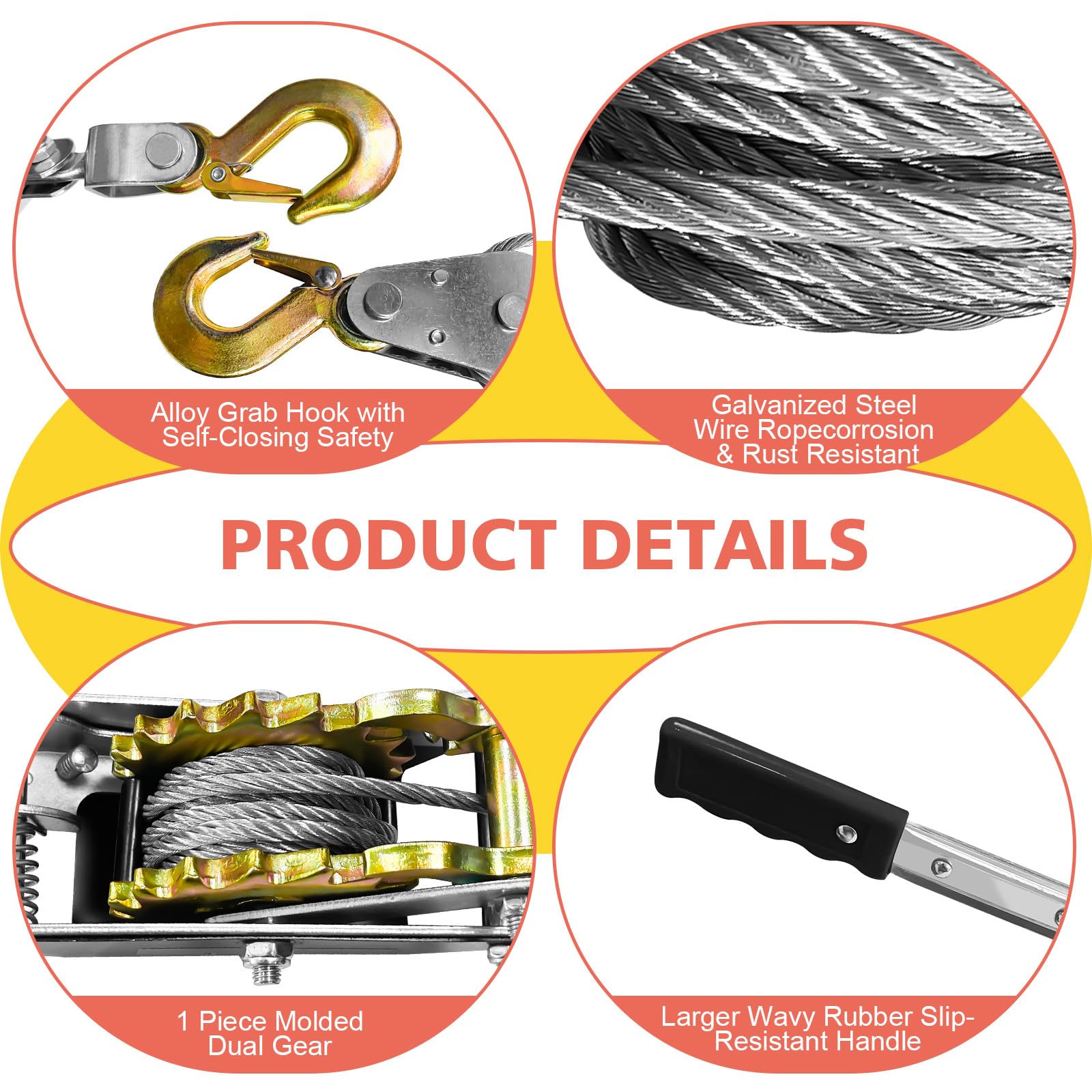 YATOINTO Come Along Winch durable steel construction for heavy-duty tasks