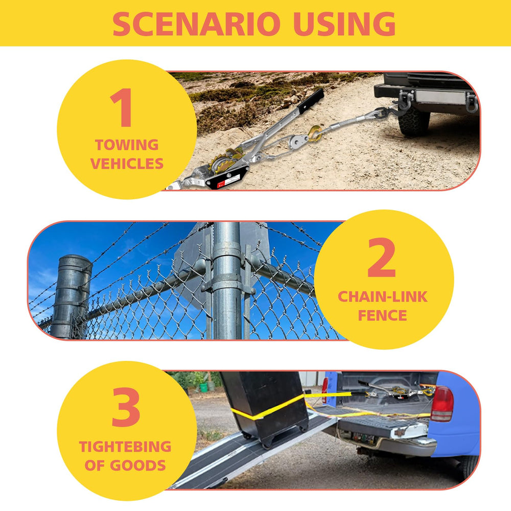 YATOINTO Come Along Winch in automotive use for recovery tasks