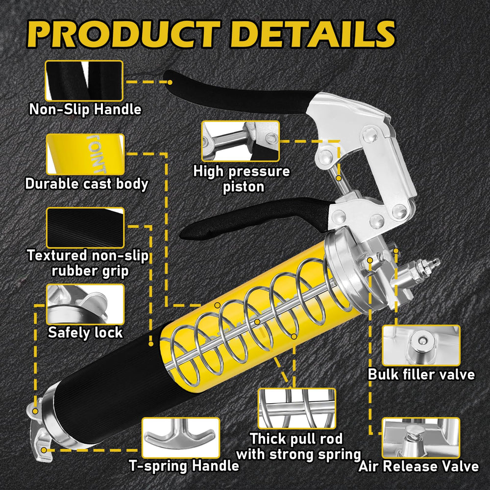 YATOINTO double-handle nozzle offers stable control for precise greasing tasks.