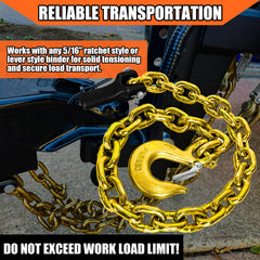 YATOINTO heat-treated Grade 80 3/8-inch chain offers high tensile strength for heavy-duty towing.