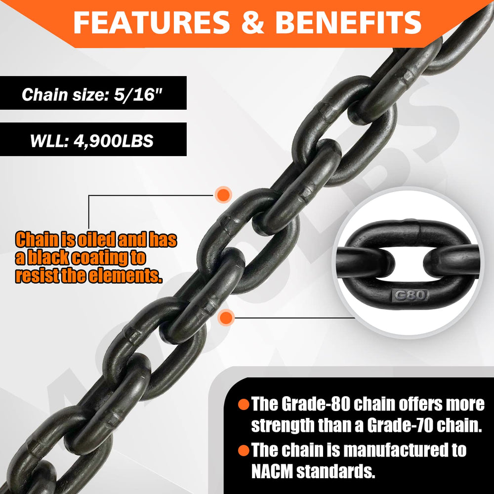 YATOINTO oil-coated black chain resists moisture and wear.