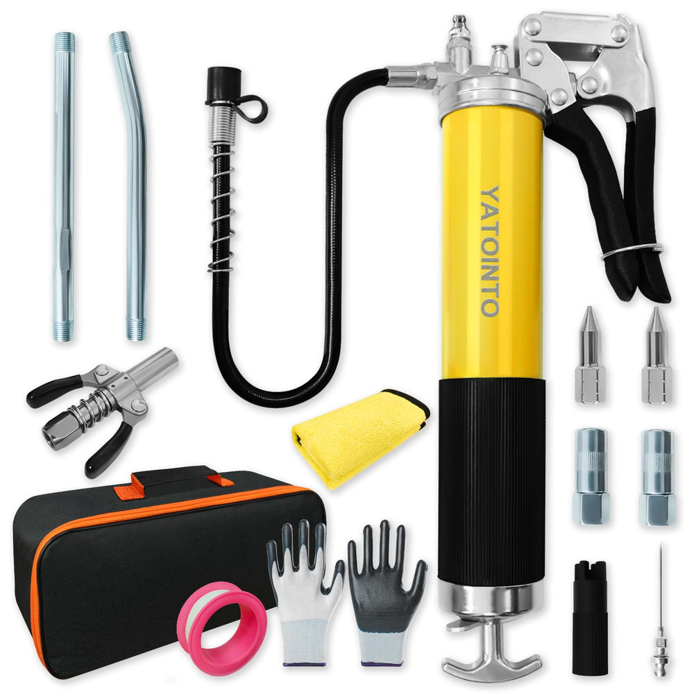 YATOINTO grease gun kit main unit delivering powerful, leak-free lubrication for automotive and machinery.