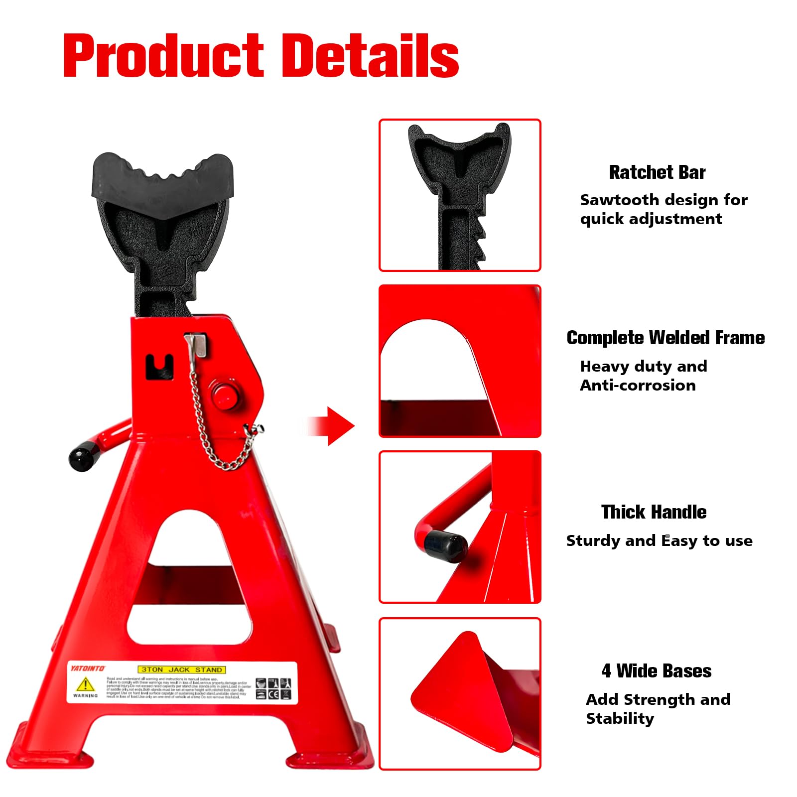YATOINTO 3-ton double safety emphasizes extra security during lifting tasks.