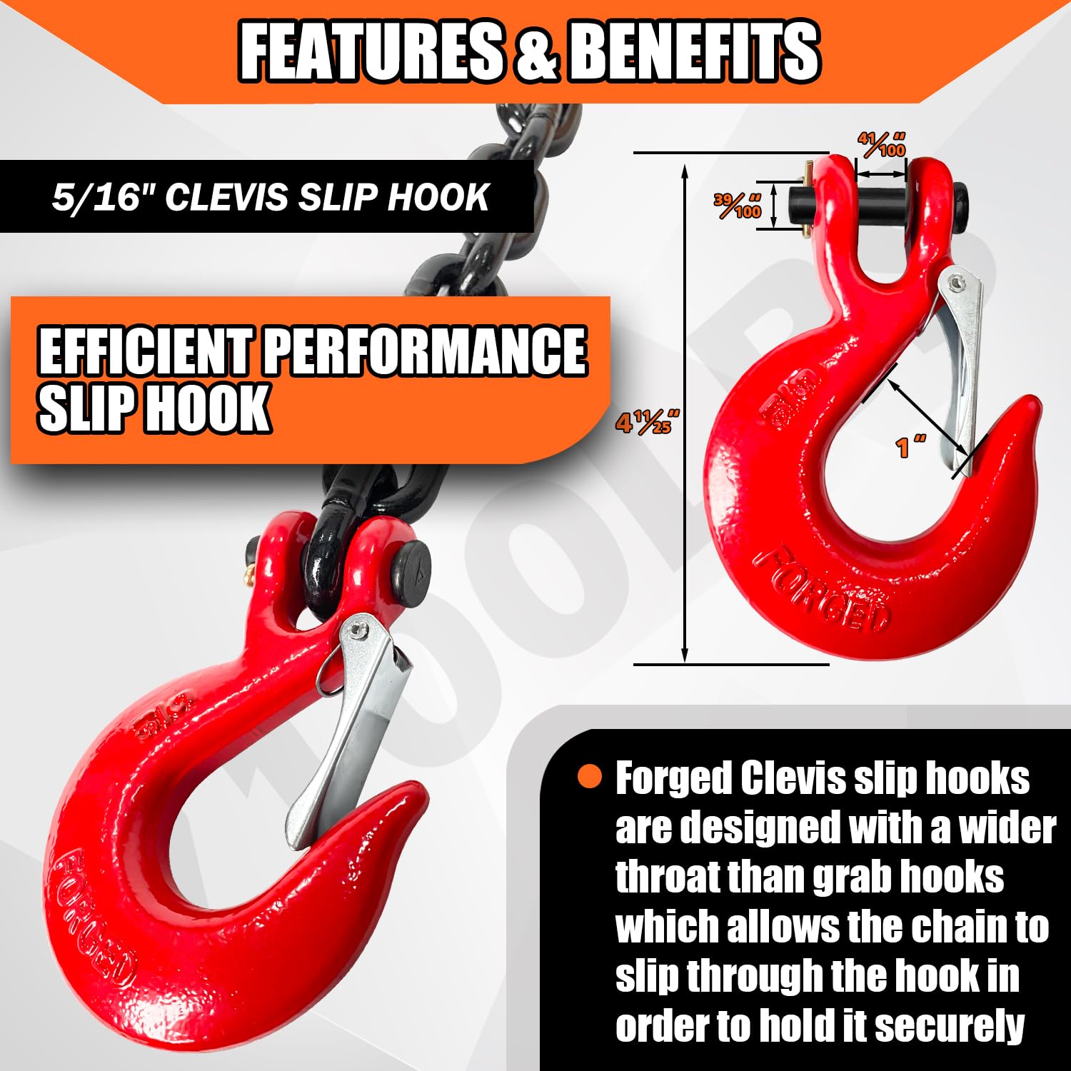 YATOINTO five sixteenths inch link chain for heavy duty towing strength.