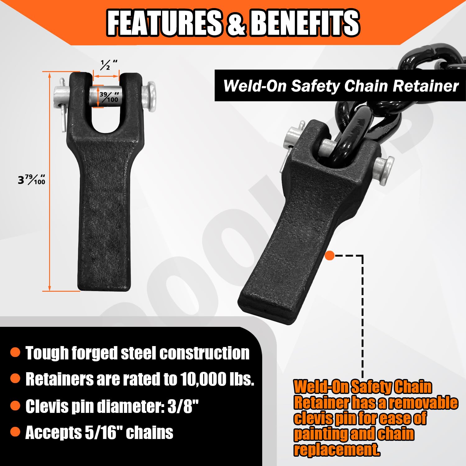 YATOINTO high visibility chain enhances safety during hitching and towing.