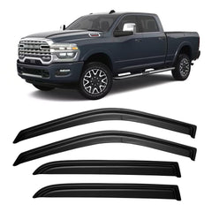 YQAUTEC window visors on Dodge Ram 2500 Crew Cab front visor boosts airflow and rain protection