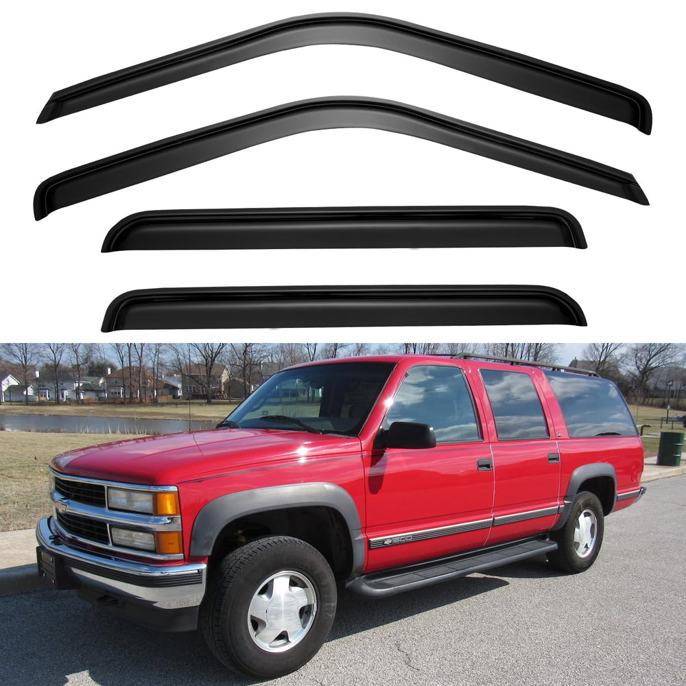 YQAUTEC window visors on Chevy Tahoe/Yukon 4-door for rain protection and fresh air.