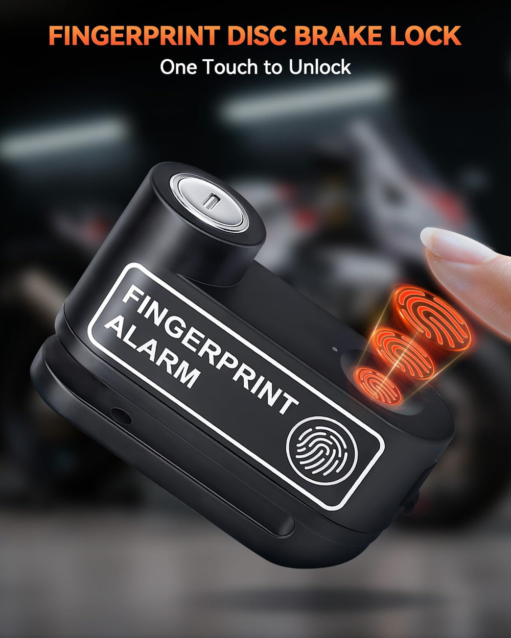 YBLNTEK fingerprint disc lock side view highlighting compact profile