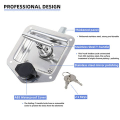 Ycsmyyds toolbox lock with four mounting holes for flush installation.