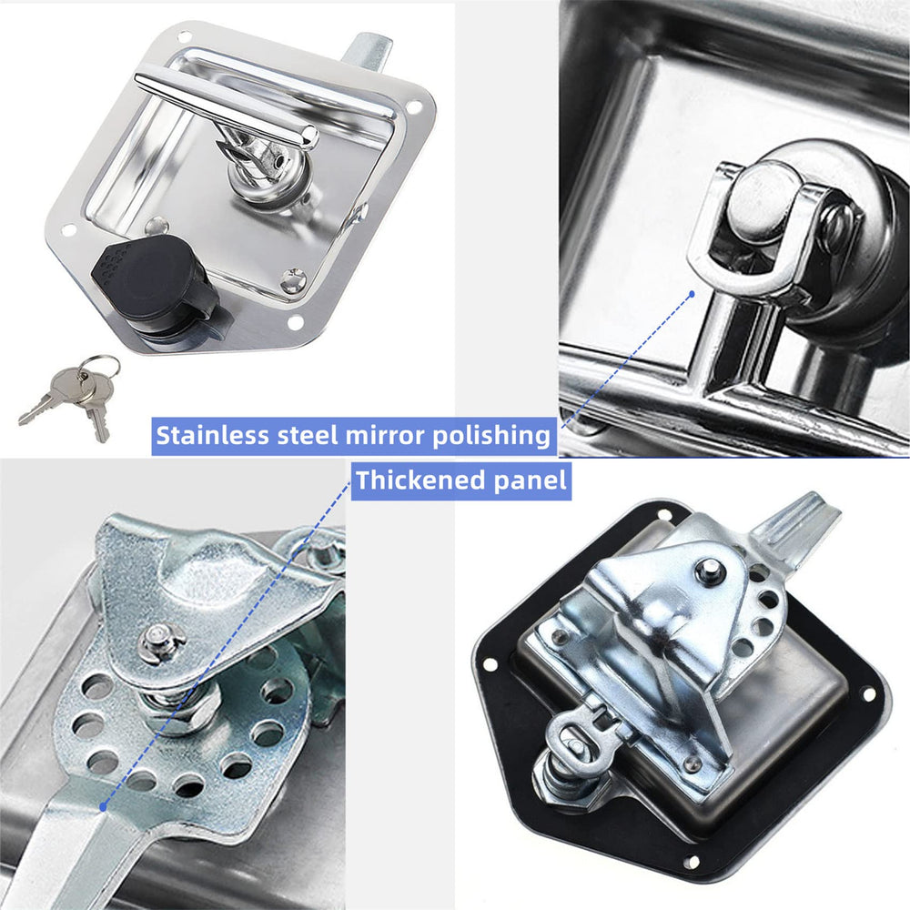 Ycsmyyds trailer door latch in 304 stainless steel for corrosion resistance.