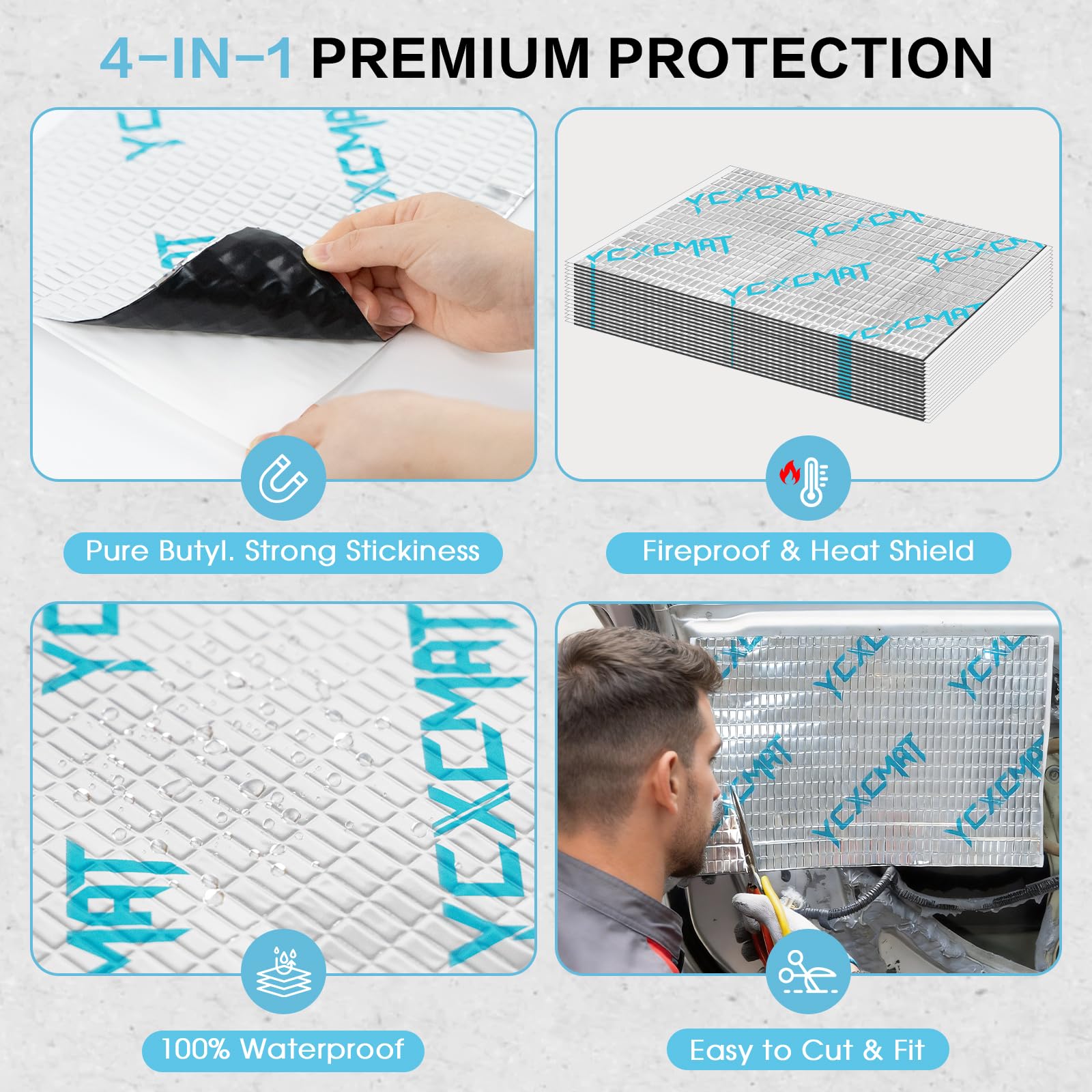 YCXCMAT 10-sqft kit with pre-cut sheets for simple trimming.