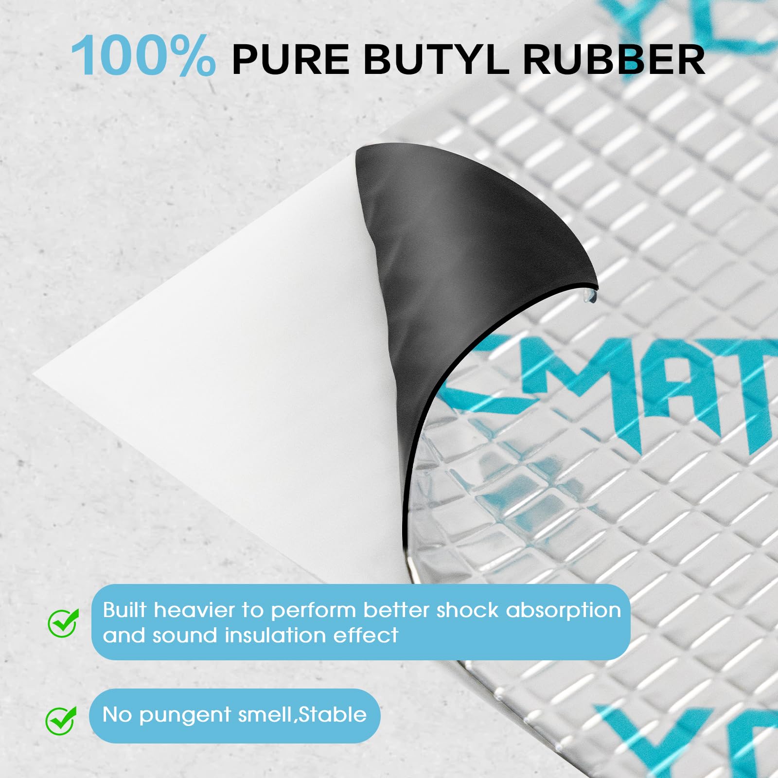 YCXCMAT peel-and-stick backing eliminates messy spray adhesives.