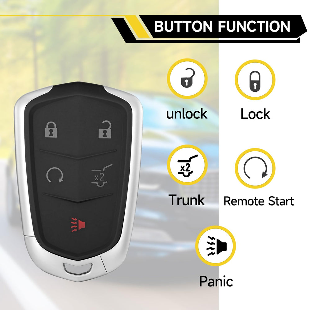 YDTHTLAH HYQ2EB fob back view, 433MHz compatibility for Cadillac XT4.
